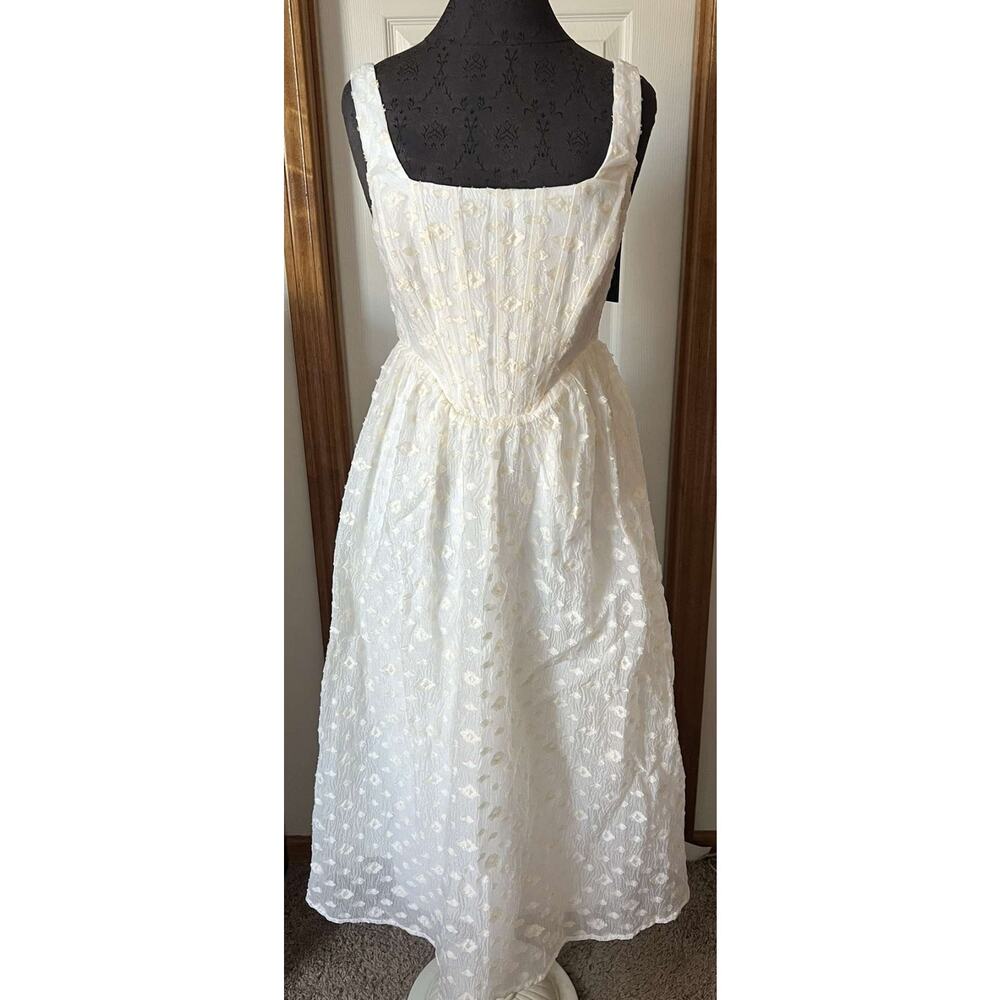 NEW Lulus White Lace-Up Corset Midi Dress – Size S